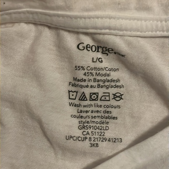 4/$20 Women’s plain white t-shirt size large, decorative ties on sleeves - Picture 3 of 4